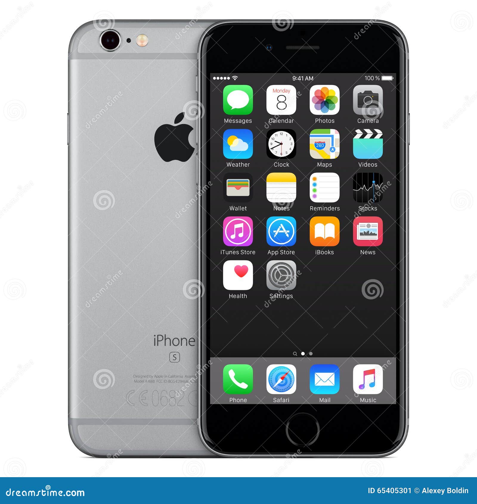 Space Gray Apple IPhone 6s Front View With IOS 9 On The Space Gray Apple IPhone 6s Front View With IOS 9 On The