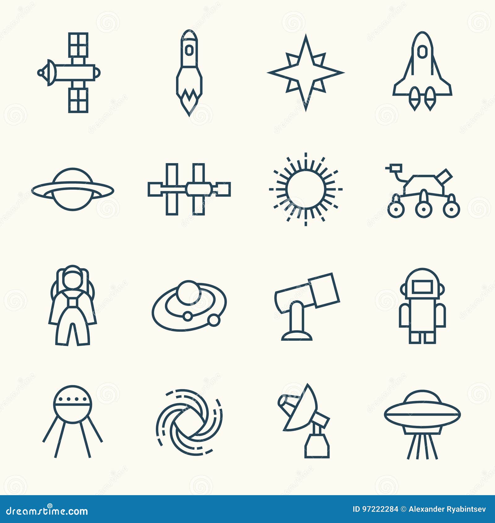 Space icons stock vector. Illustration of outline, alien 97222284