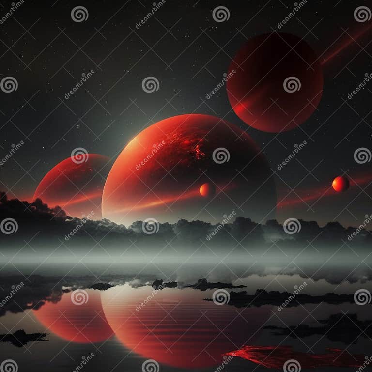 Space Landscape with Red Planets Stock Photo Image of exploration