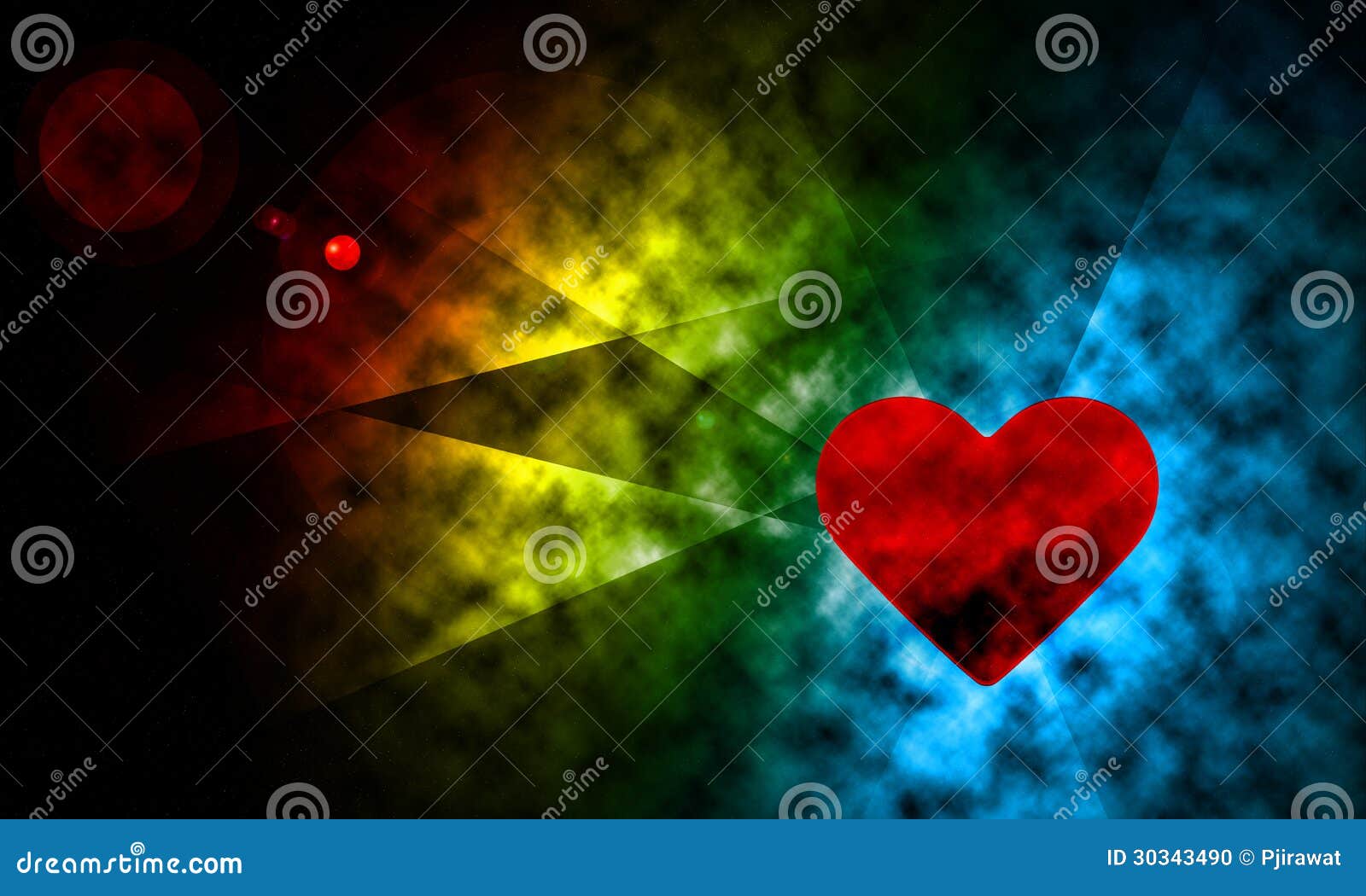 Space Lighting with Heart Abstract Background. Stock Illustration