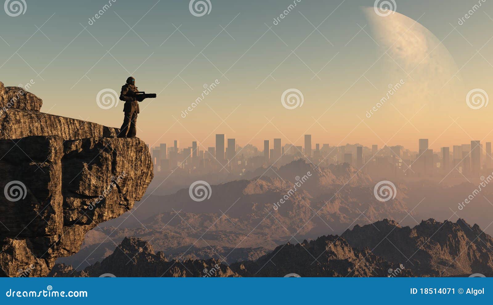 Space Marine Lonely Vigil Stock Illustration Illustration of