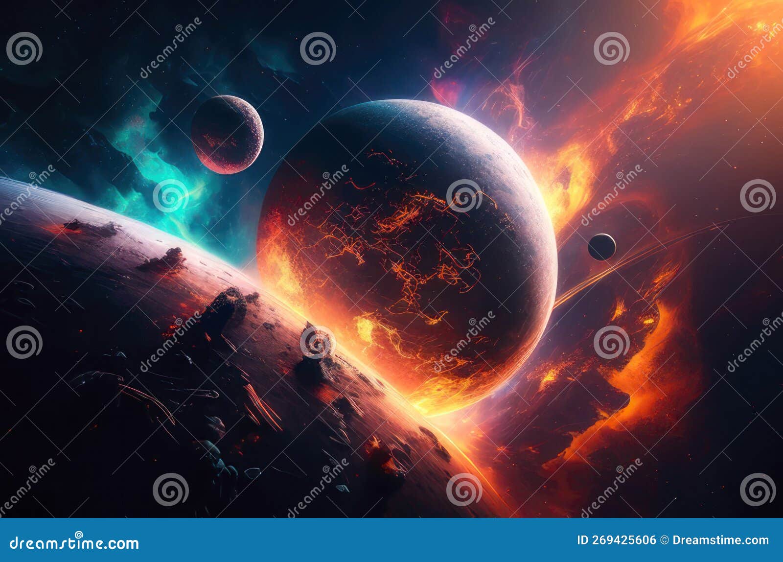 space, planets collided. ai generative