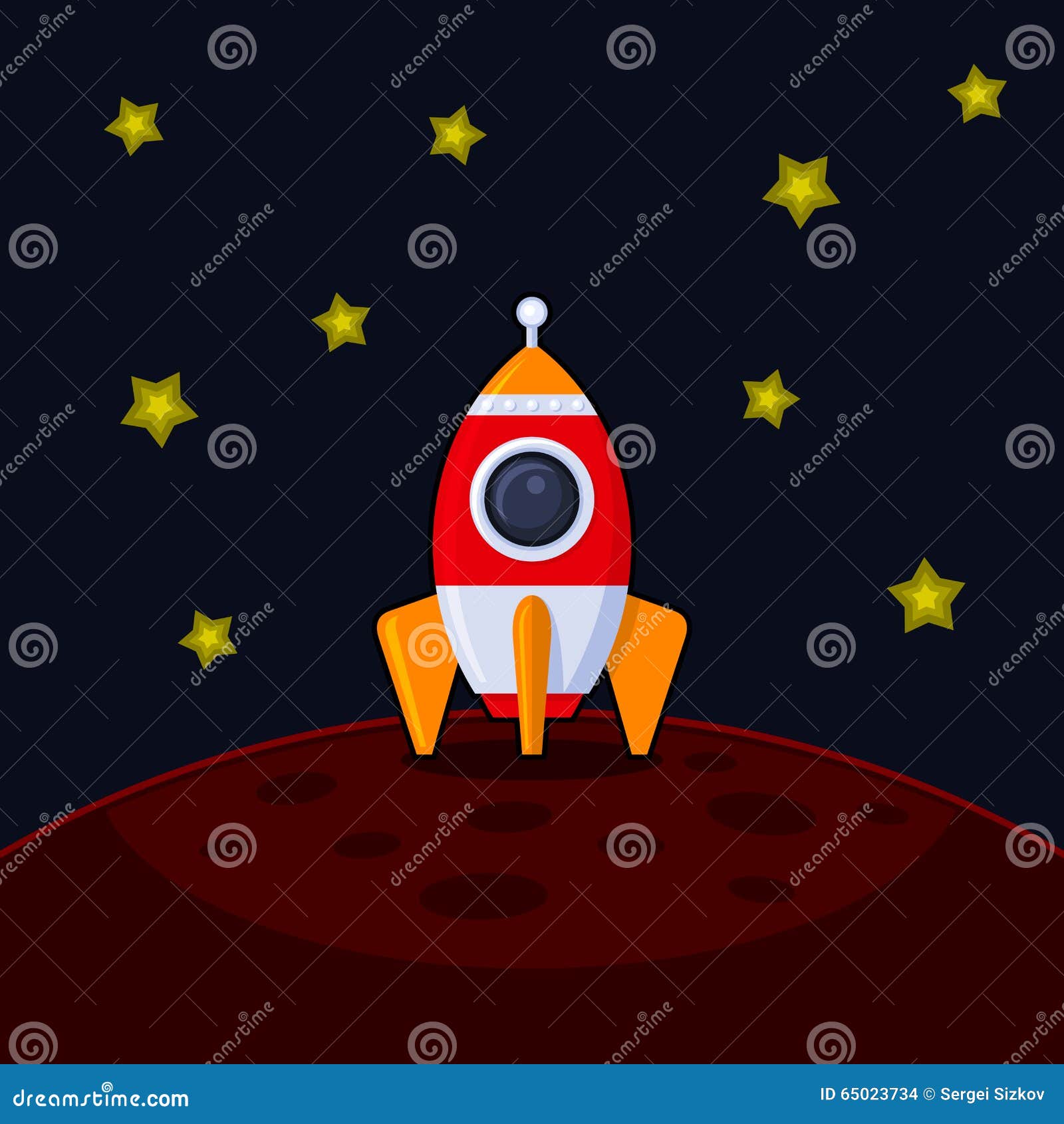 Illustration Rocket start to the mars