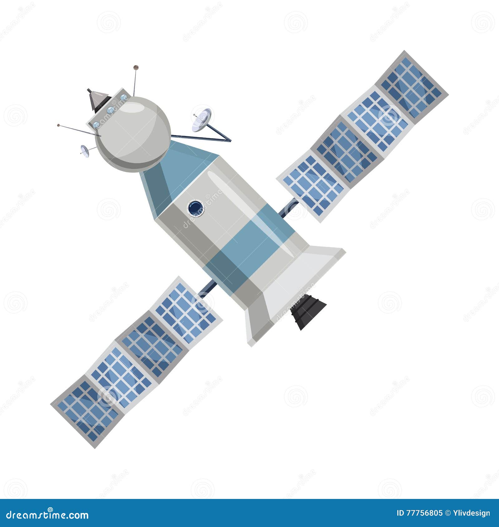 Space Satellite Icon in Cartoon Style Stock Vector - Illustration of