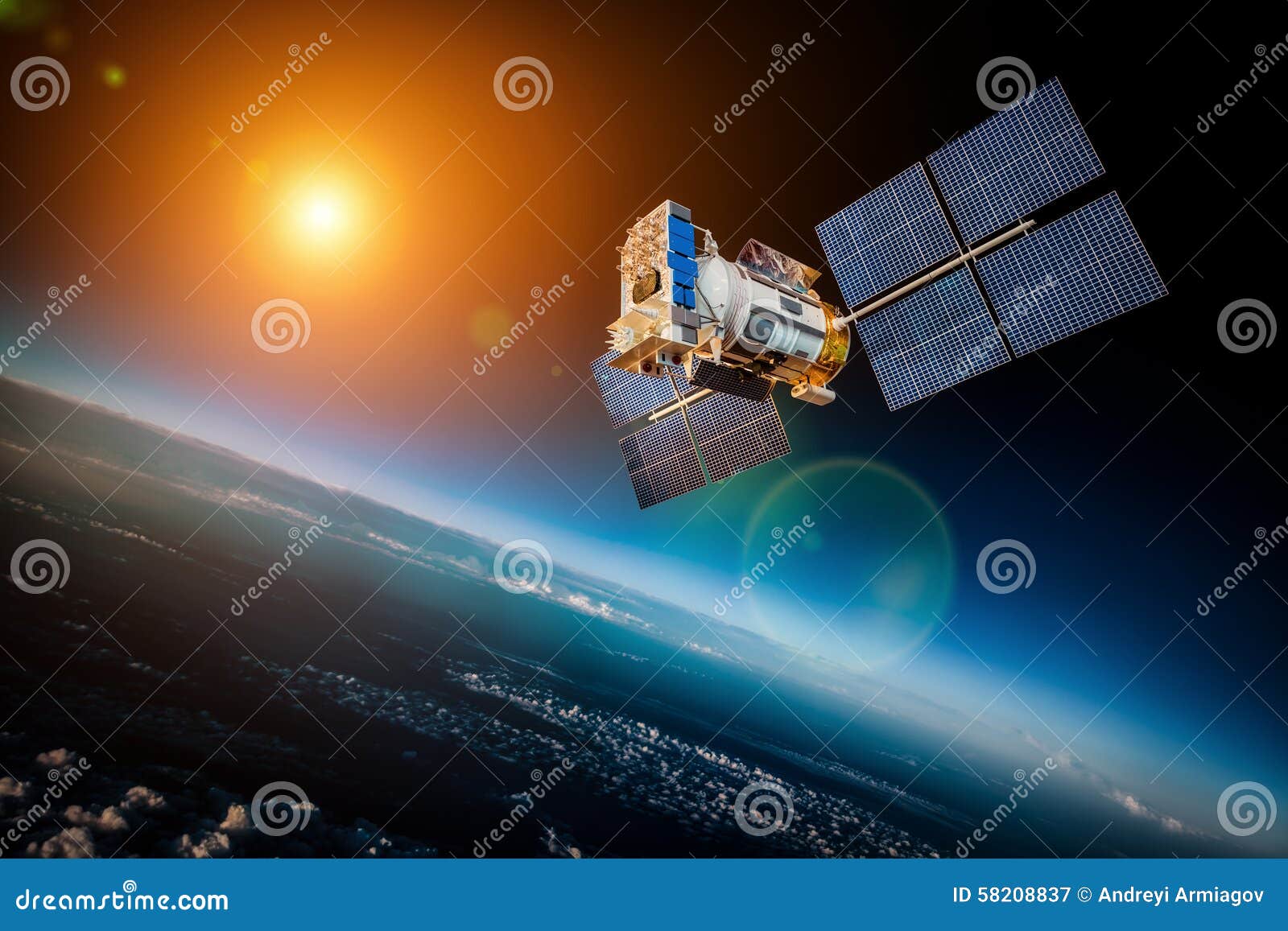 space satellite over the planet earth