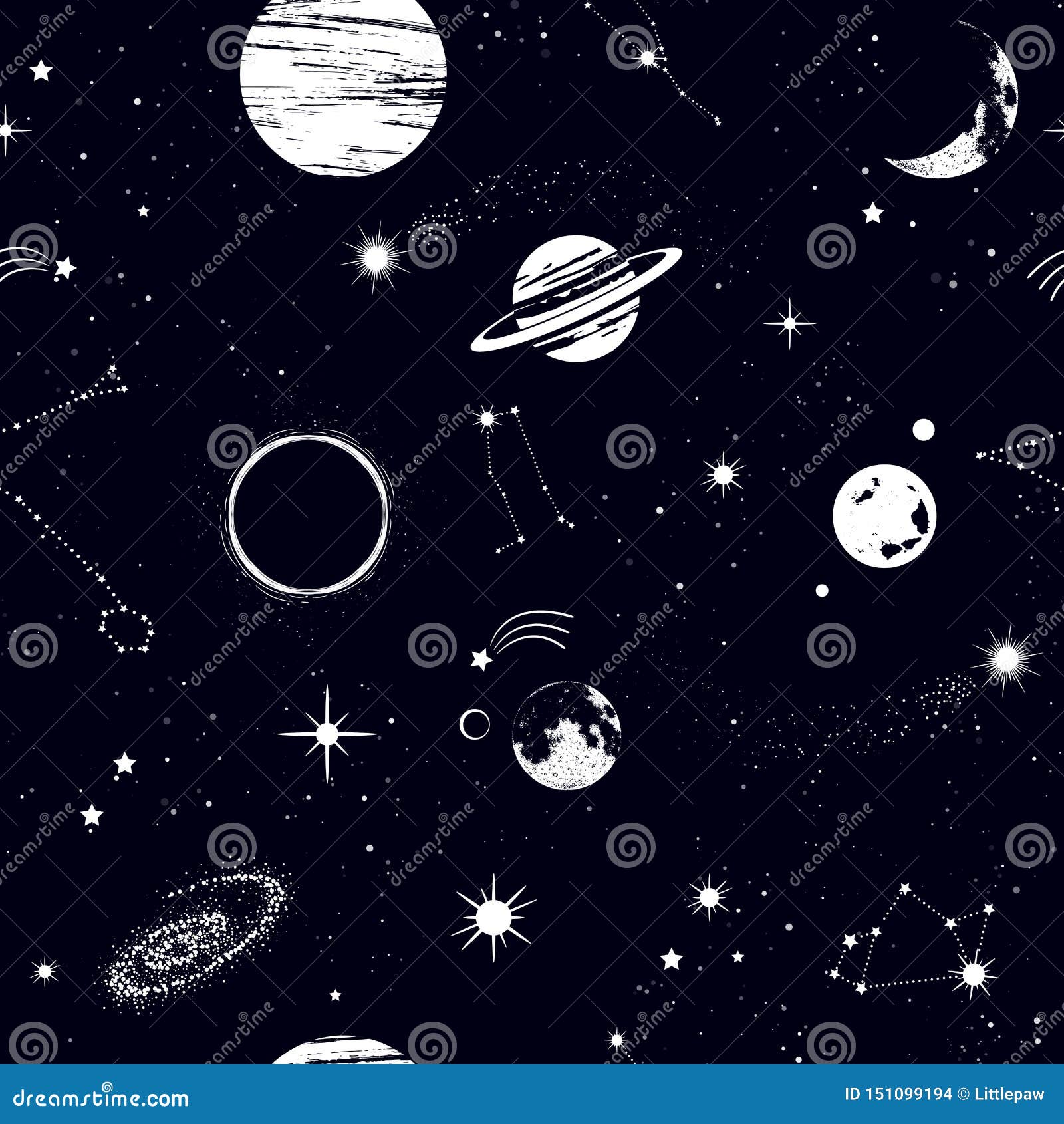 Space Seamless Pattern, Beautiful Galaxy, Stars, Planets, Constellations in  Outer Space. Texture for Wallpapers, Fabric, Wrap, Web Stock Vector -  Illustration of wrap, wallpapers: 151099194