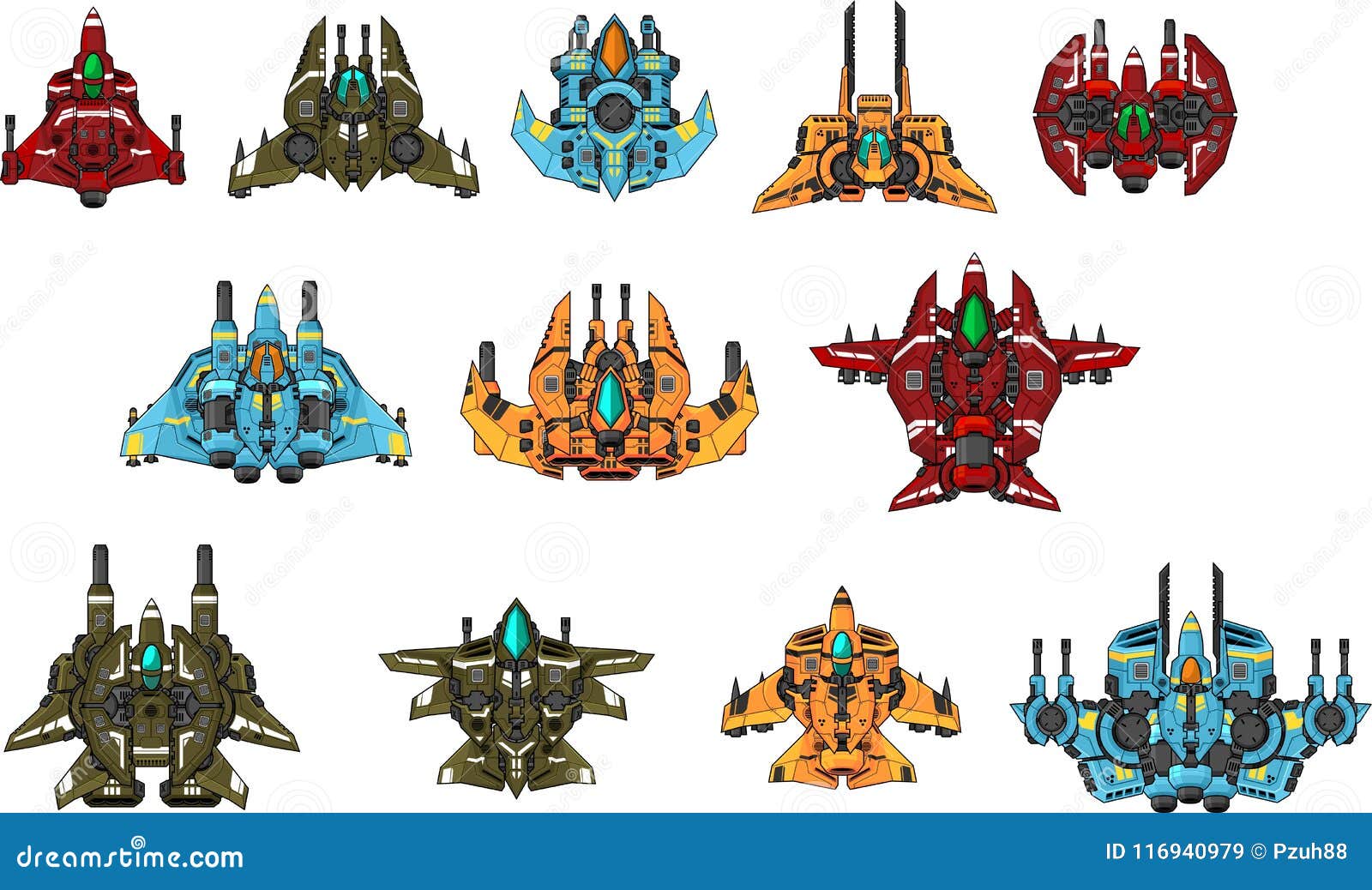 Space Shooter Game Assets Pack Stock Vector