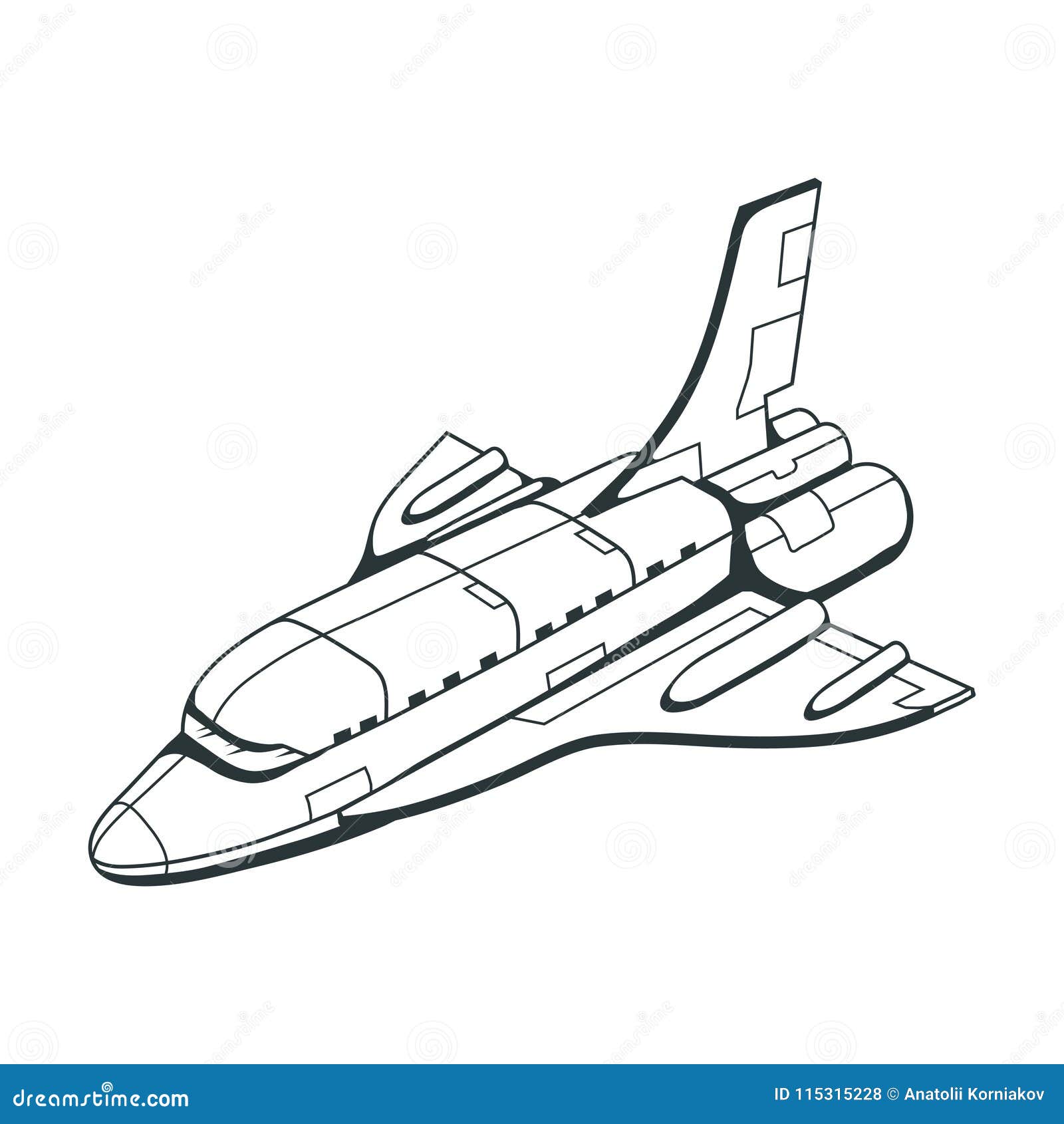 Space Shuttle. Hand Drawn Spaceship. Stock Vector - Illustration of
