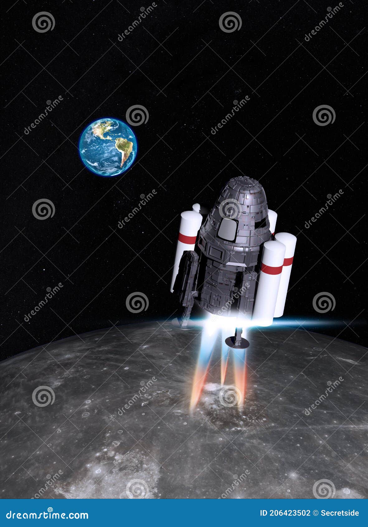 Space Shuttle Landing on the Moon Stock Illustration - Illustration of ...