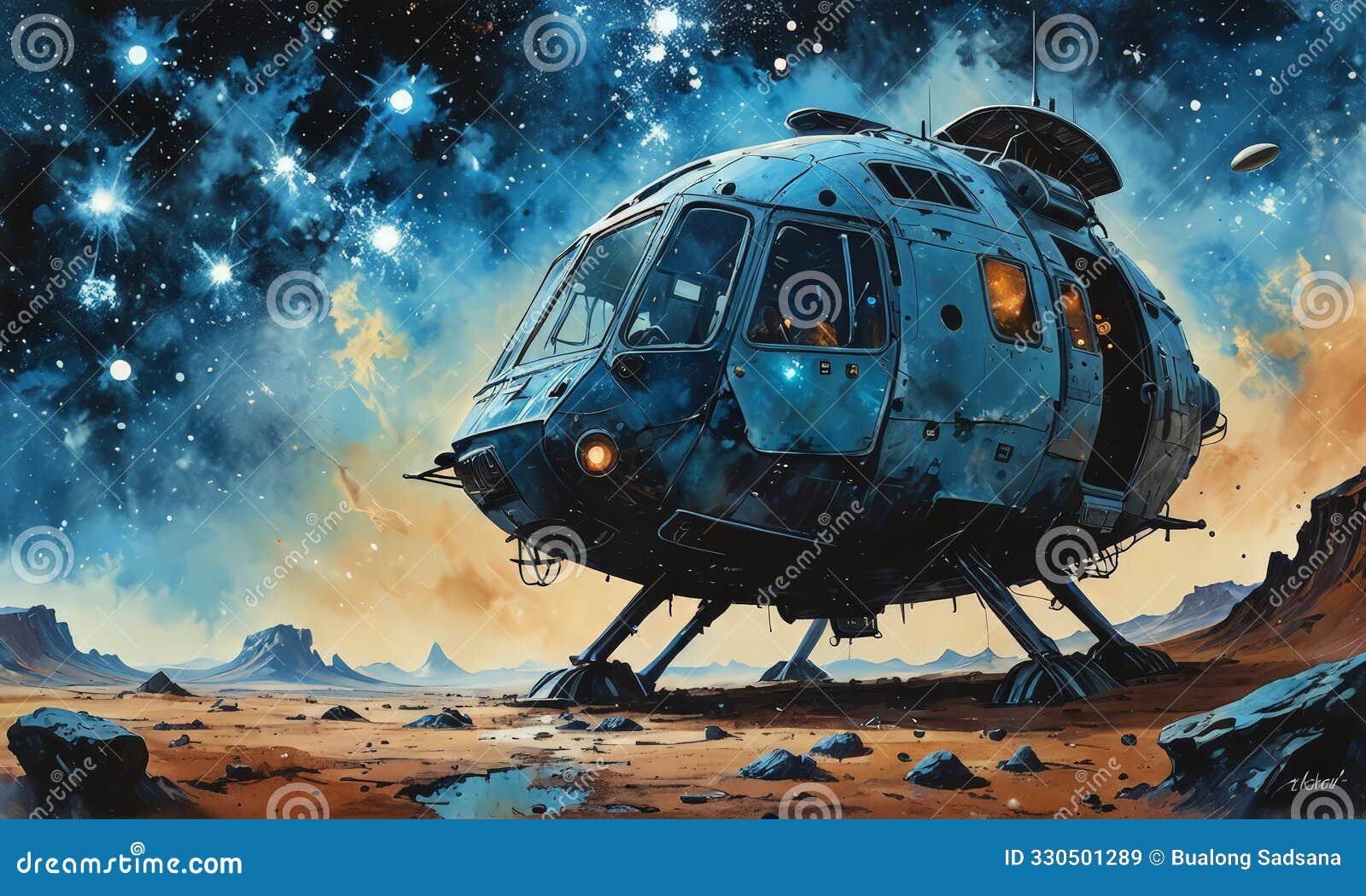 space station in the middle desert