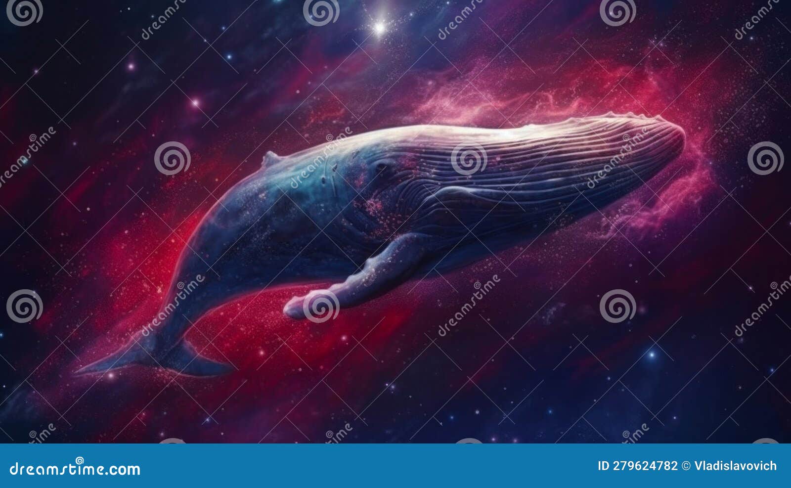 space whale swimming through the universe, the idea of a fantastic  of a cetacean traveling in space through the