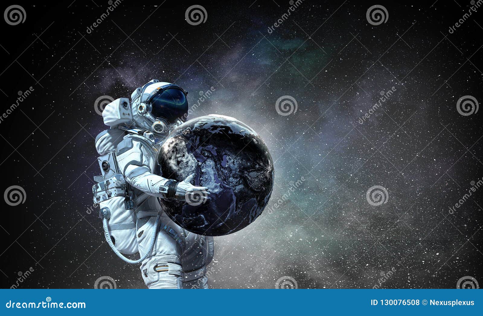 Astronaut spaceman suit outer space solar system people universe. Elements  of this image furnished by NASA. Stock Illustration