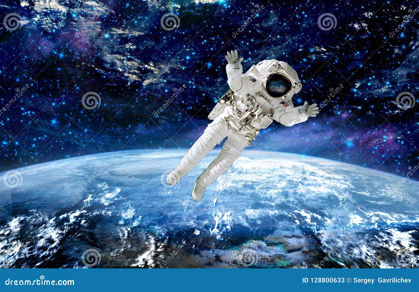 Spaceman flying in space.mission in outer space.elements of this image furnished by NASA