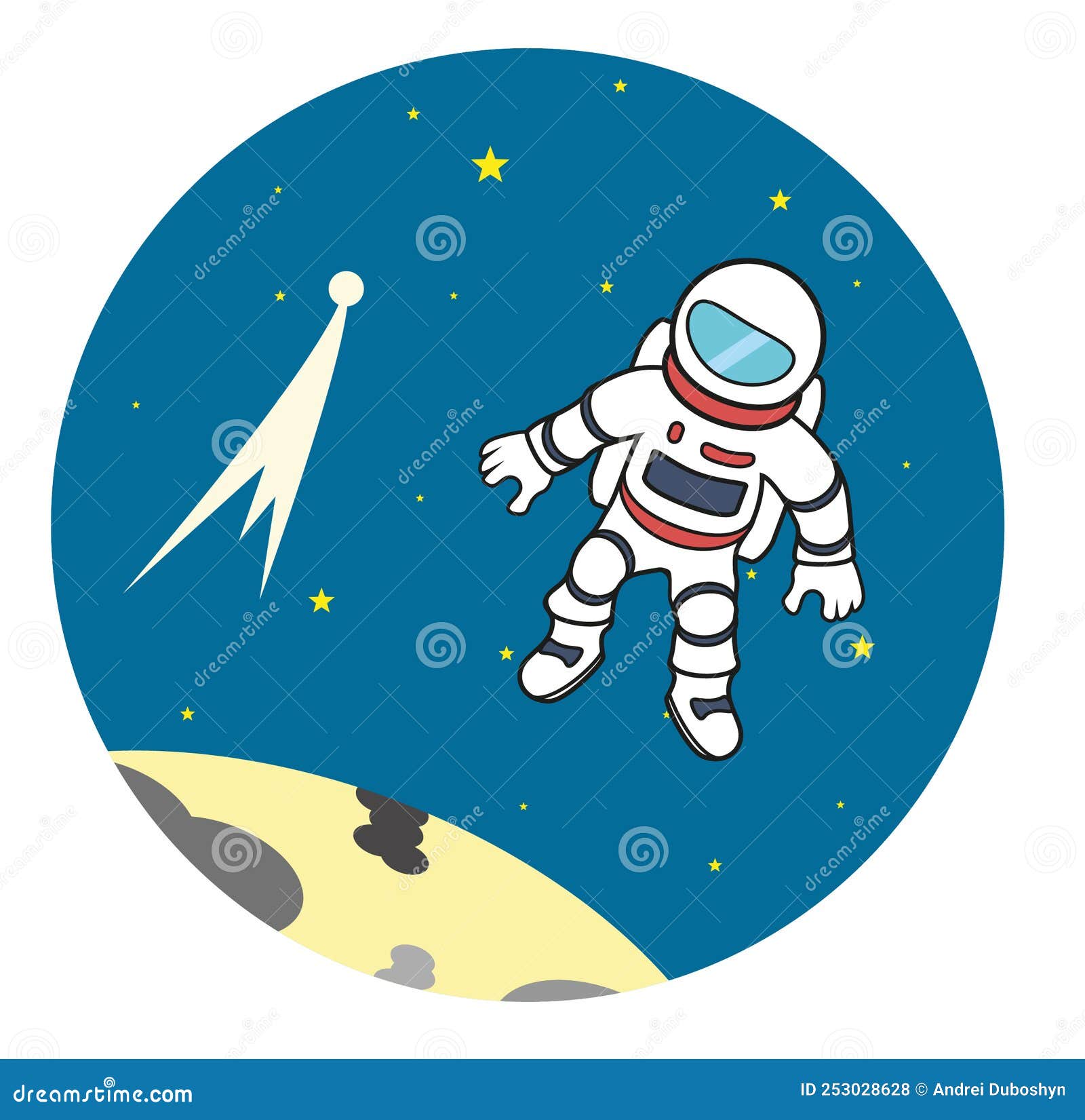 Spaceman in Space Over the Moon Stock Vector - Illustration of ...