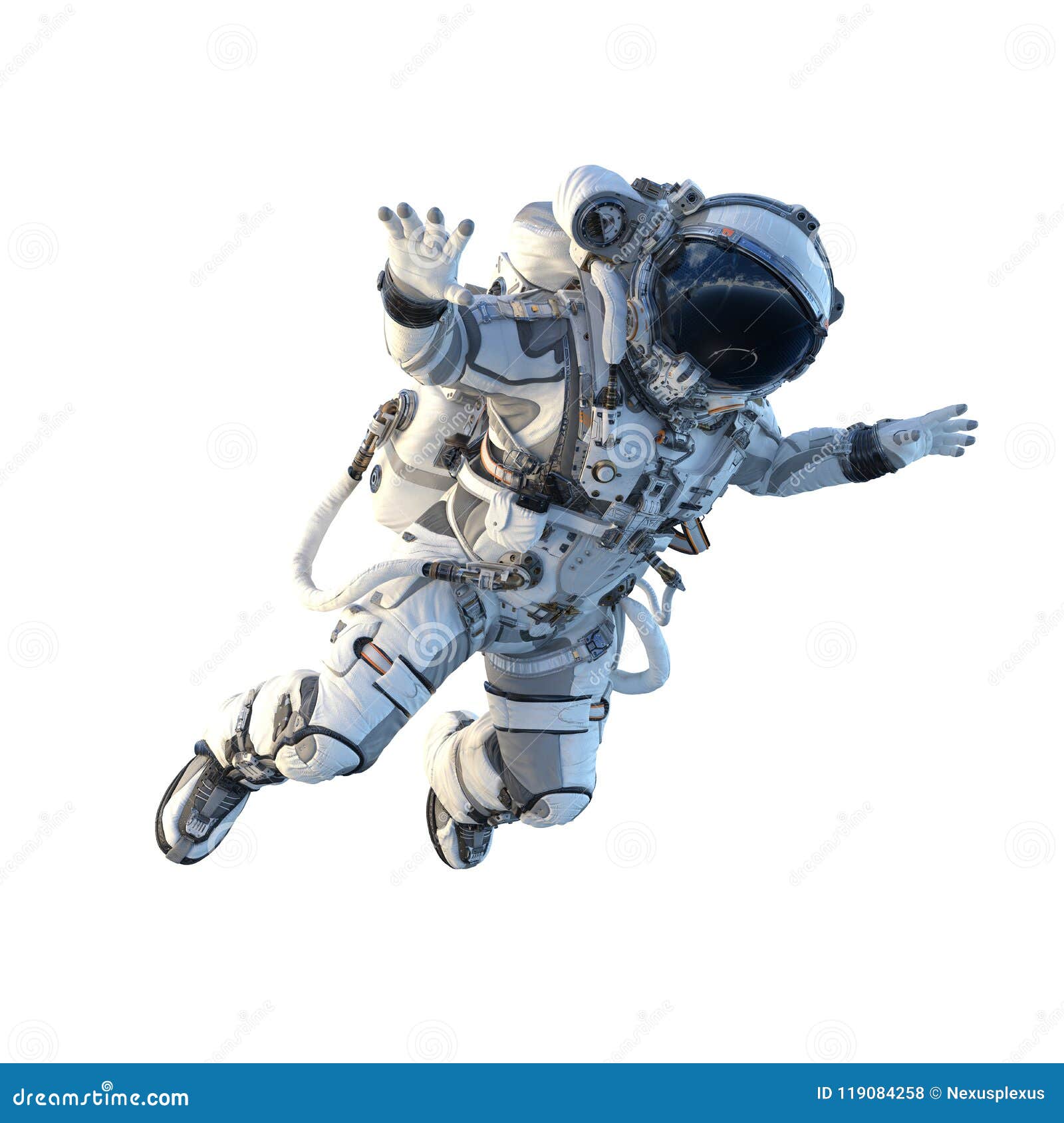 astronaut on white. mixed media