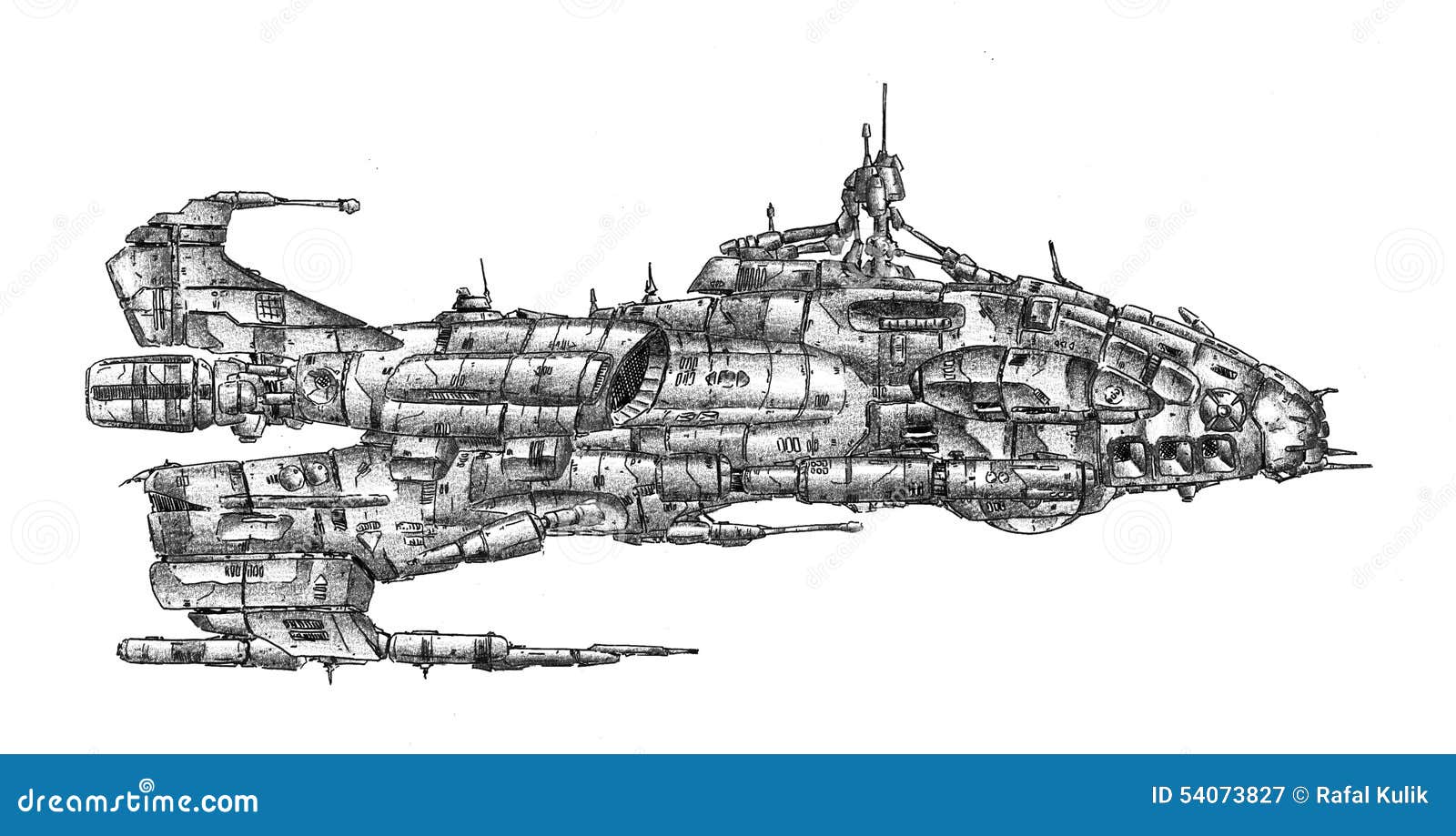 Spaceship Art Drawing Sketch Illustration Stock Illustration