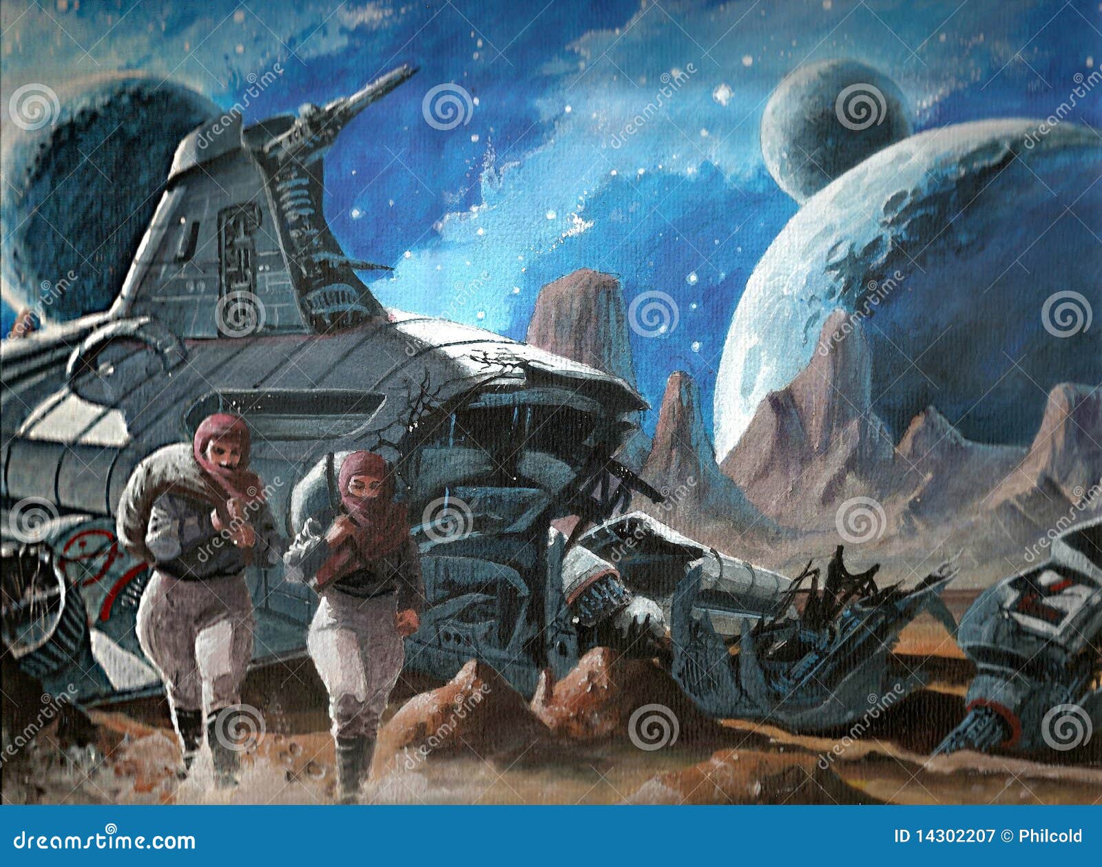 Spaceship crash stock illustration. Illustration of planet - 14302207