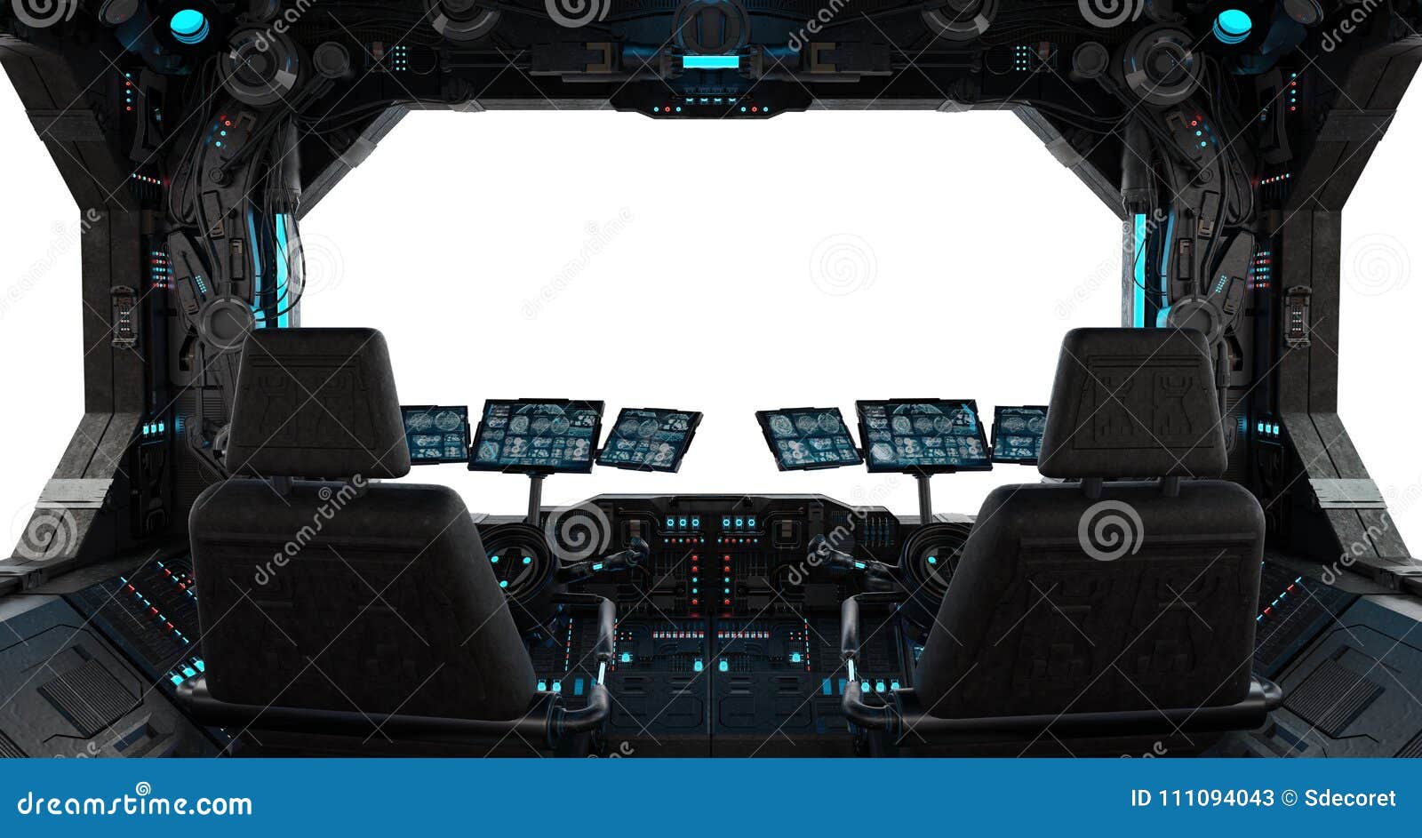 Spaceship Grunge Interior Window Isolated Stock Illustration