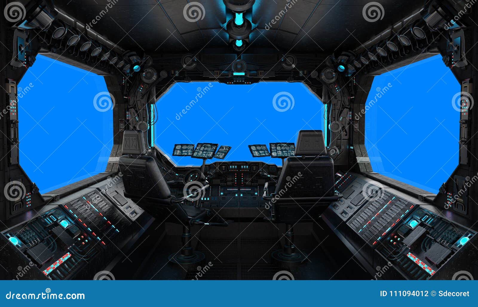 Spaceship Grunge Interior Window Isolated Stock Illustration