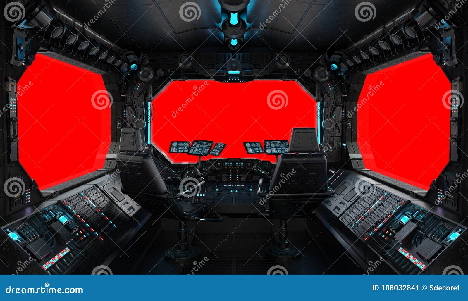 Spaceship Grunge Interior Window Isolated Stock Illustration