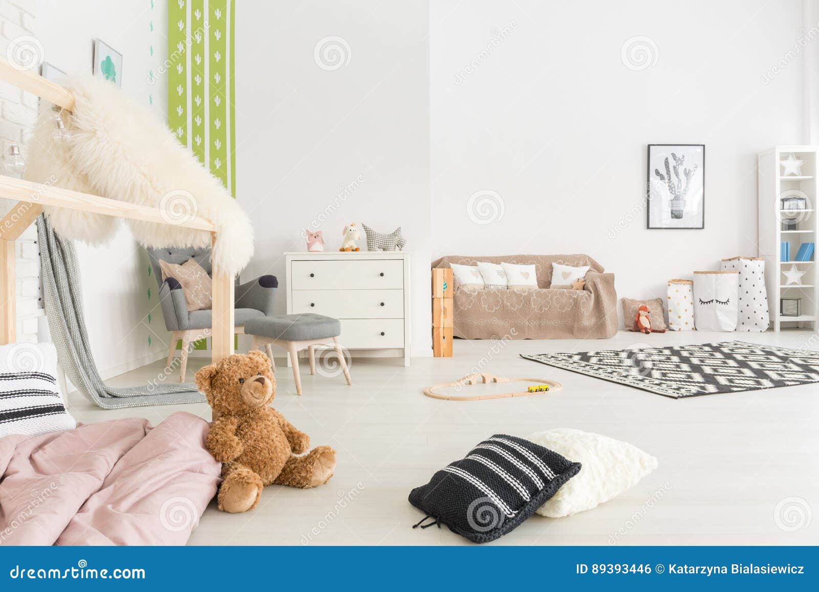 Spacious Child Room With Bed Stock Photo Image Of Bedroom Decor