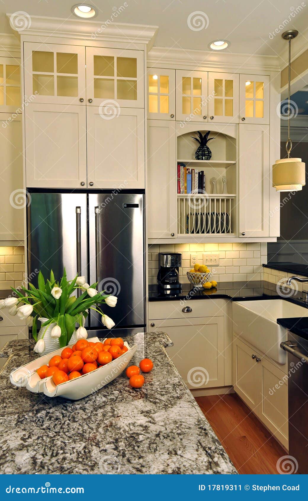 Spacious classic kitchen stock image. Image of orange - 17819311