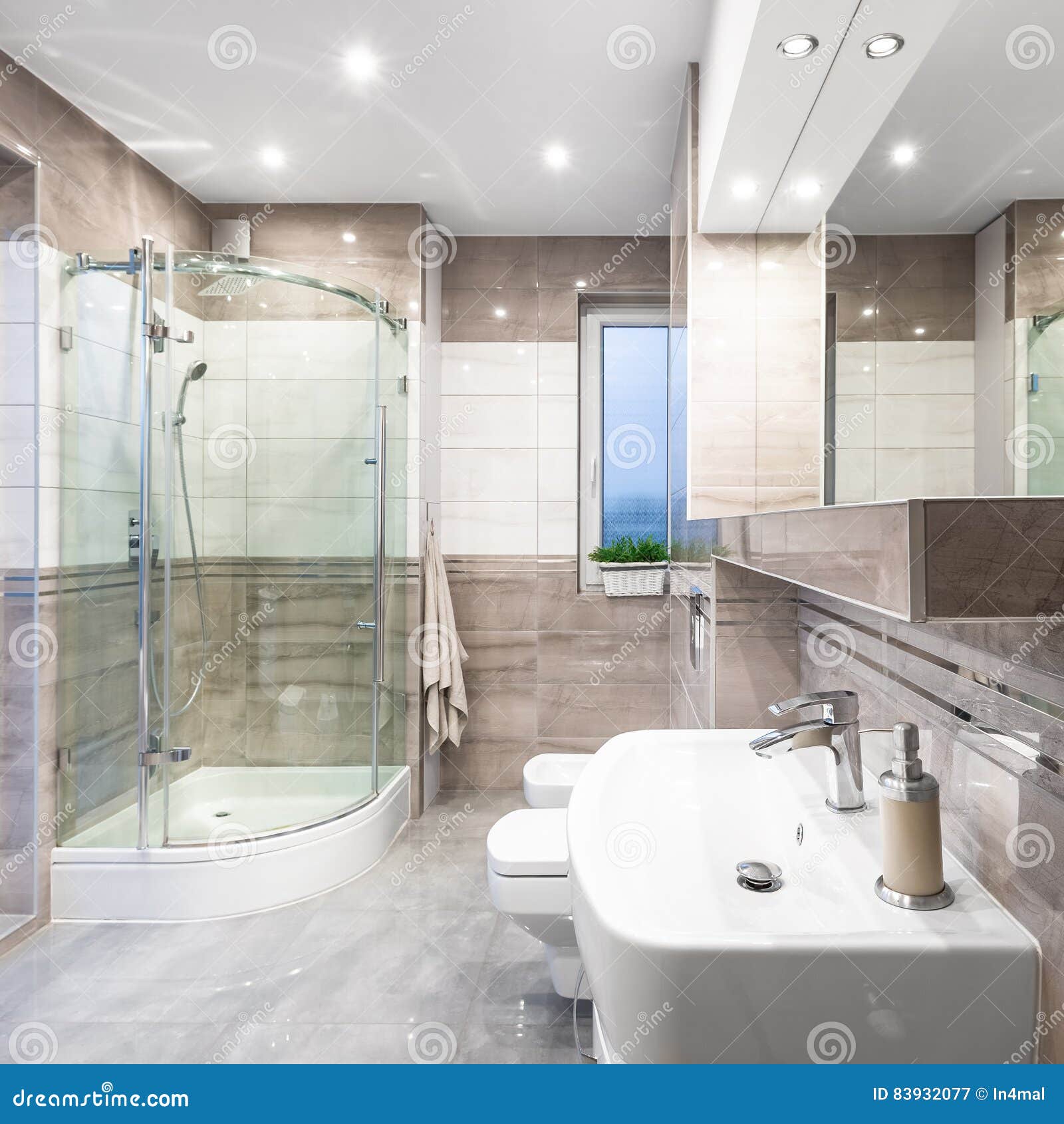 Spacious Highgloss Bathroom Stock Image Image of mirror, interior