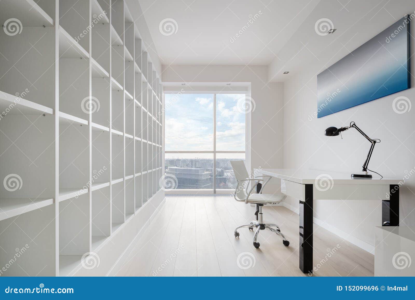 Spacious Home Office With View Stock Photo Image Of Desk