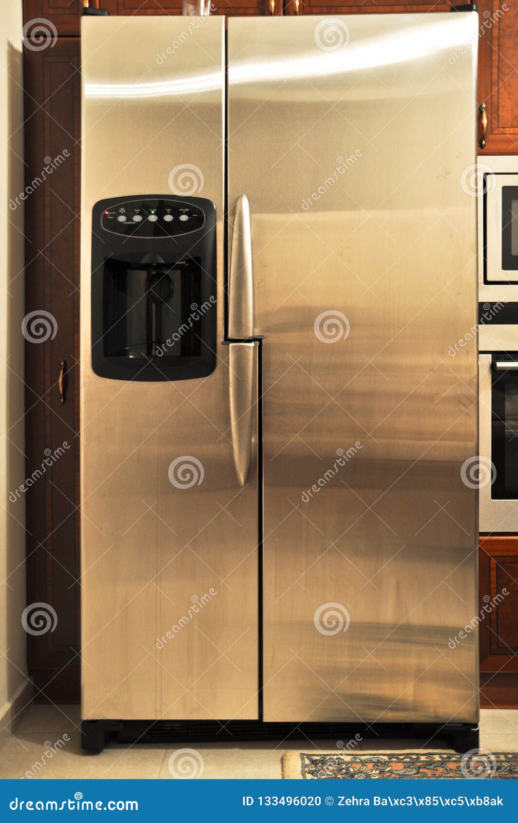 Spacious Inox Fridge in a Luxurious Kitchen Stock Photo Image of