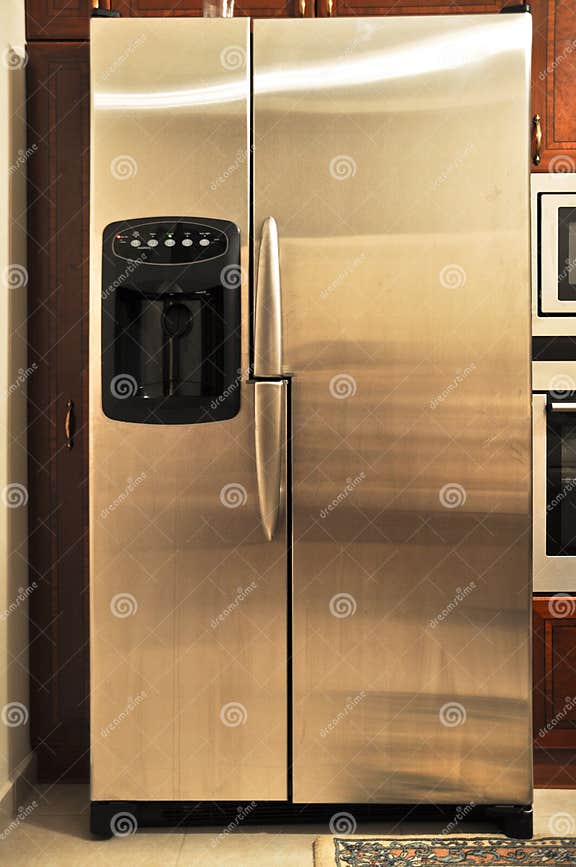 Spacious Inox Fridge in a Luxurious Kitchen Stock Photo Image of