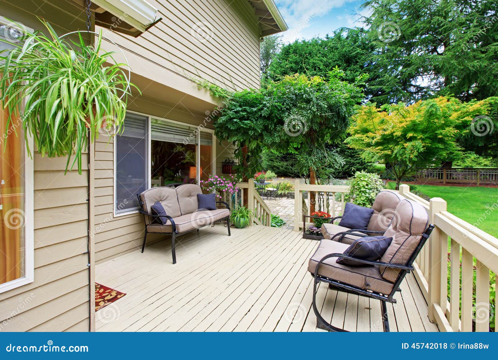 Spacious Walkout Deck with Sitting Area Stock Photo Image of outdoor