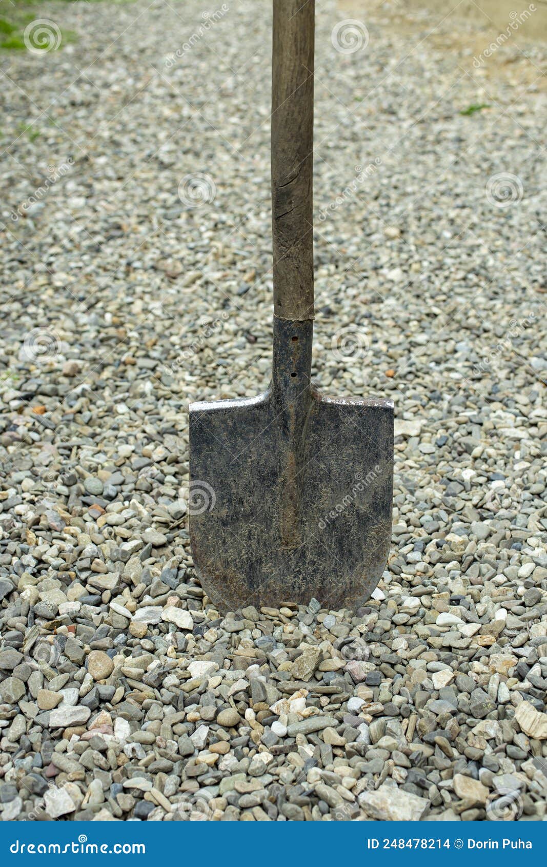 Spade Digging in Gravel, Impossible Construction Stock Photo Image of
