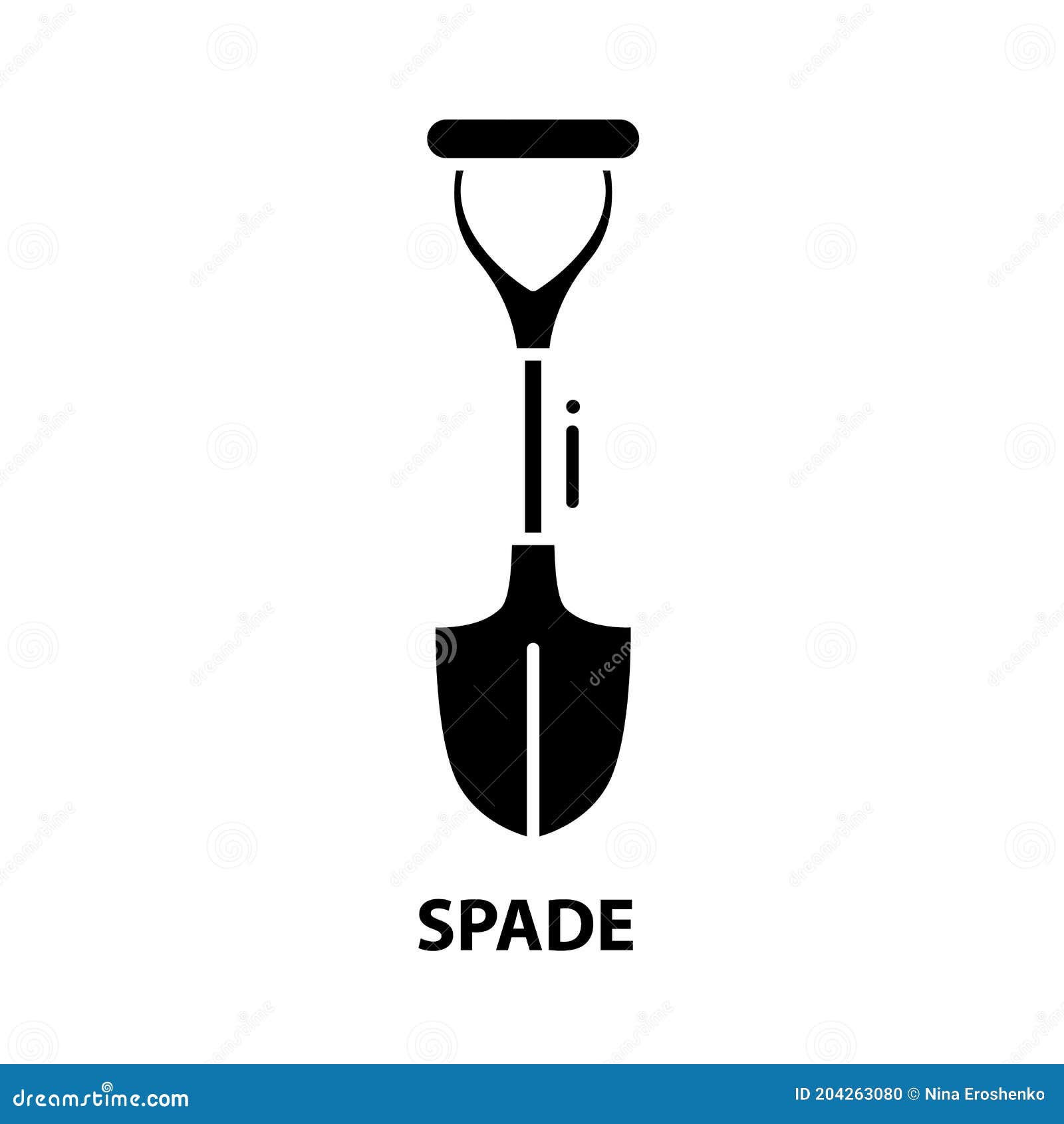Spade Icon, Black Vector Sign with Editable Strokes, Concept