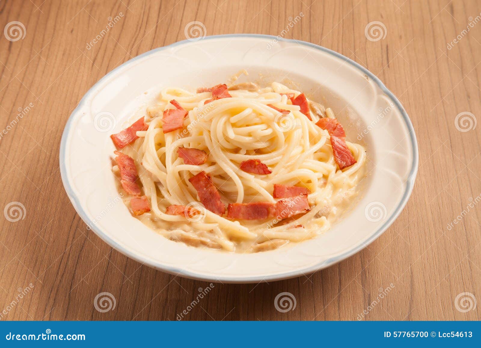 Spaghetti with Bacon and Cream Sauce Stock Photo Image of delicious