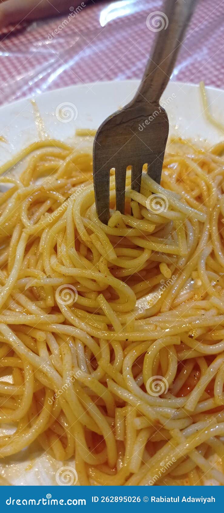 Spaghetti with Barbecue Sauce Stock Photo Image of curry, food 262895026