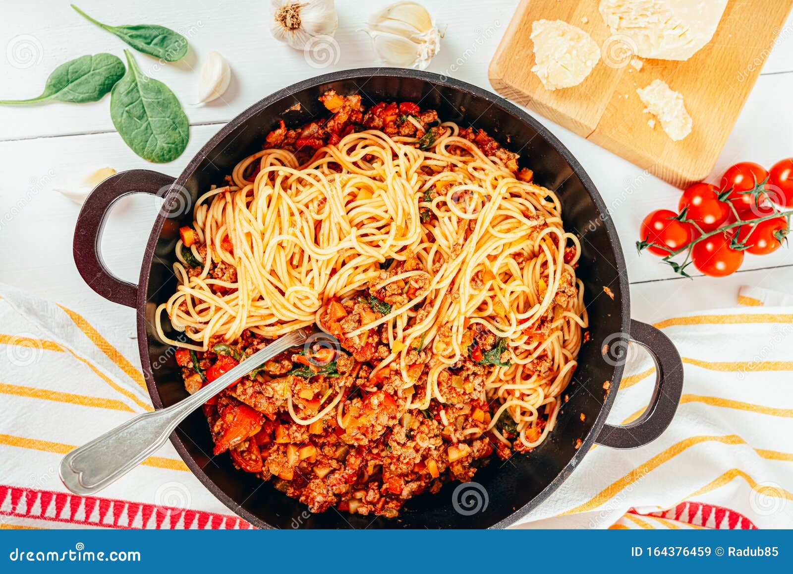 Spaghetti Bolognese with Carrots, Pepper and Courgette Stock Image