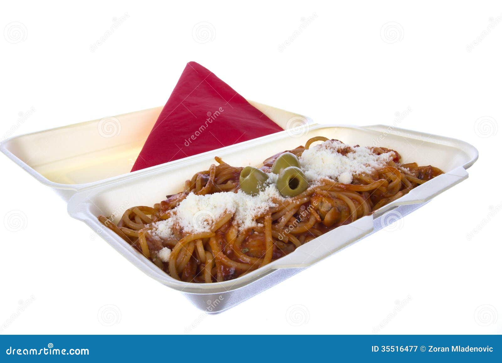 Spaghetti Bolognese with Olives and Parmesan Stock Image Image of