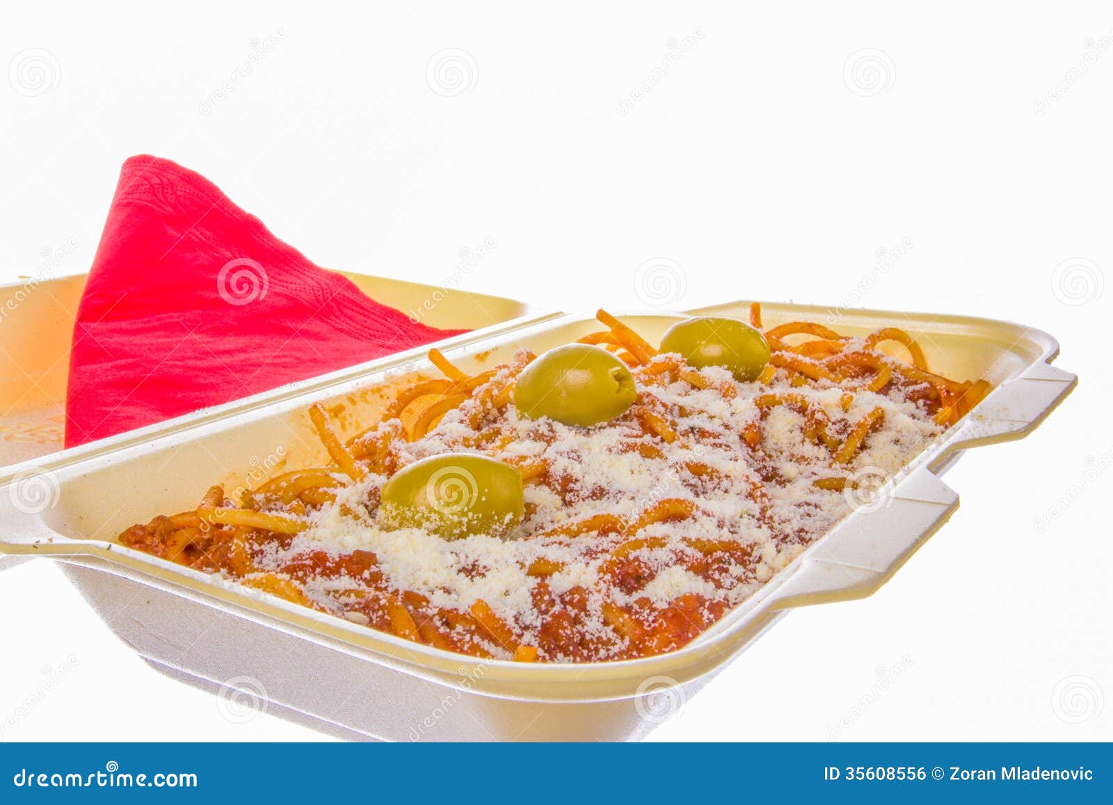 Spaghetti Bolognese with Olives and Parmesan Stock Photo Image of