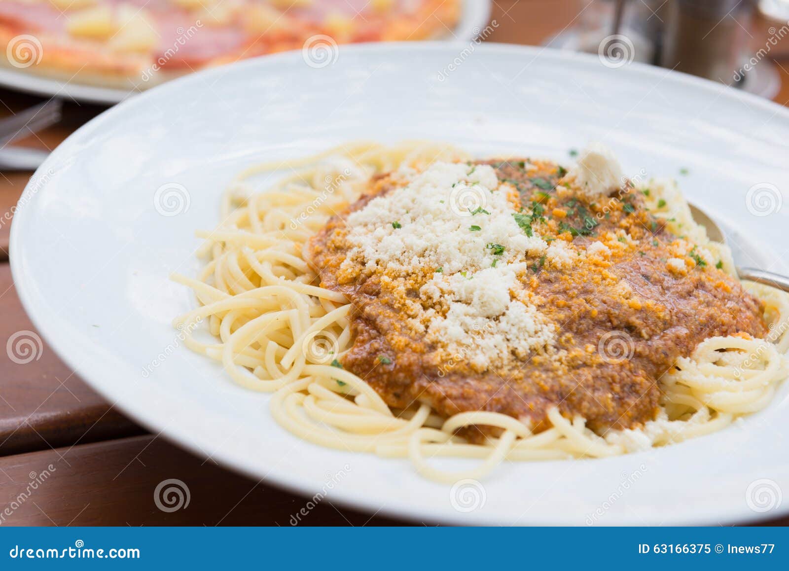 Spaghetti Bolognese with Parmesan Cheese. Stock Image Image of