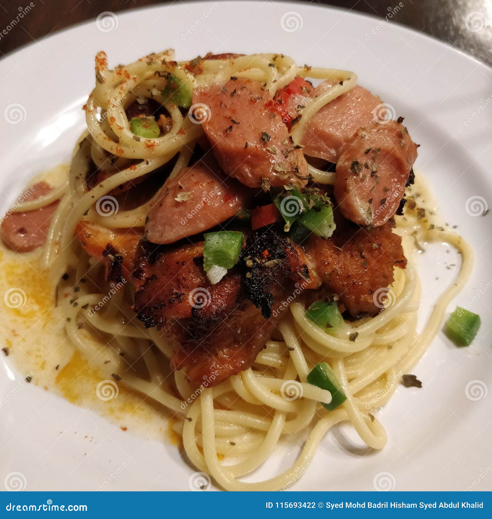 Spaghetti carbonara stock photo. Image of chicken, parmesan 115693422