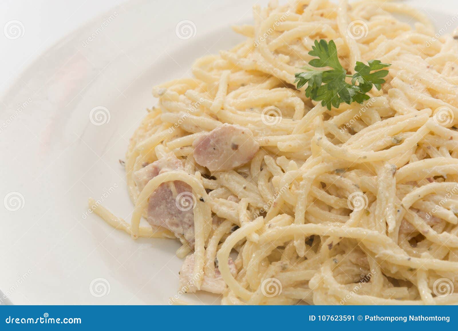 Spaghetti Carbonara with Cream Stock Image Image of food, ingredient