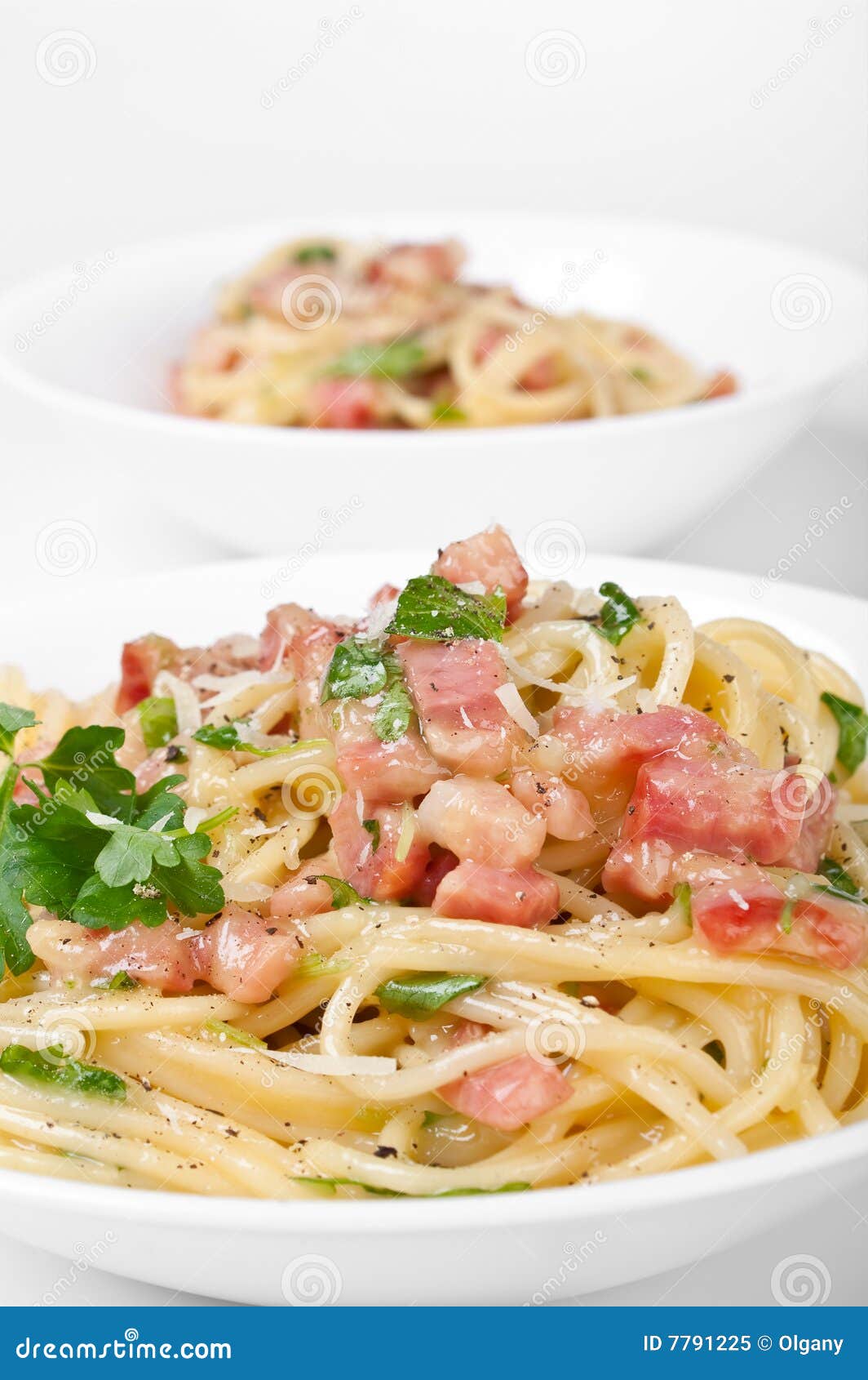 Spaghetti Carbonara Two Servings Stock Image Image of carbonara, traditional 7791225