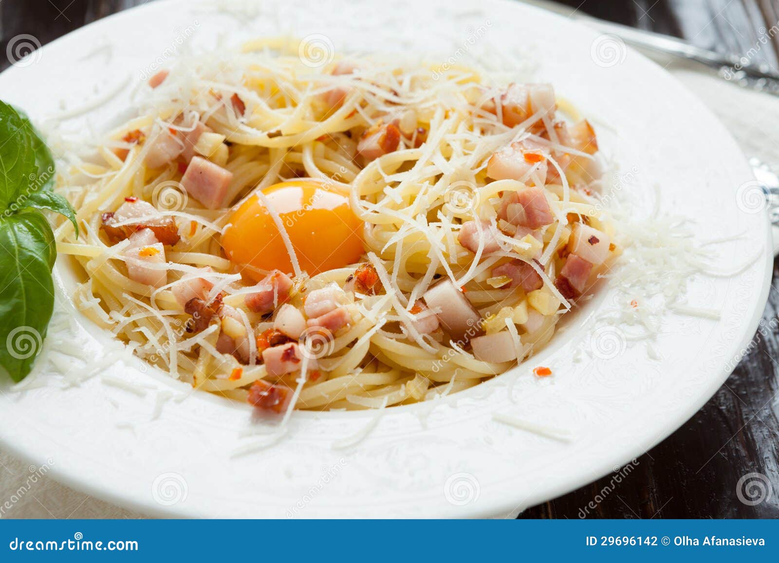 Spaghetti Carbonara with Yolk Stock Photo Image of yolk, mediterranean 29696142