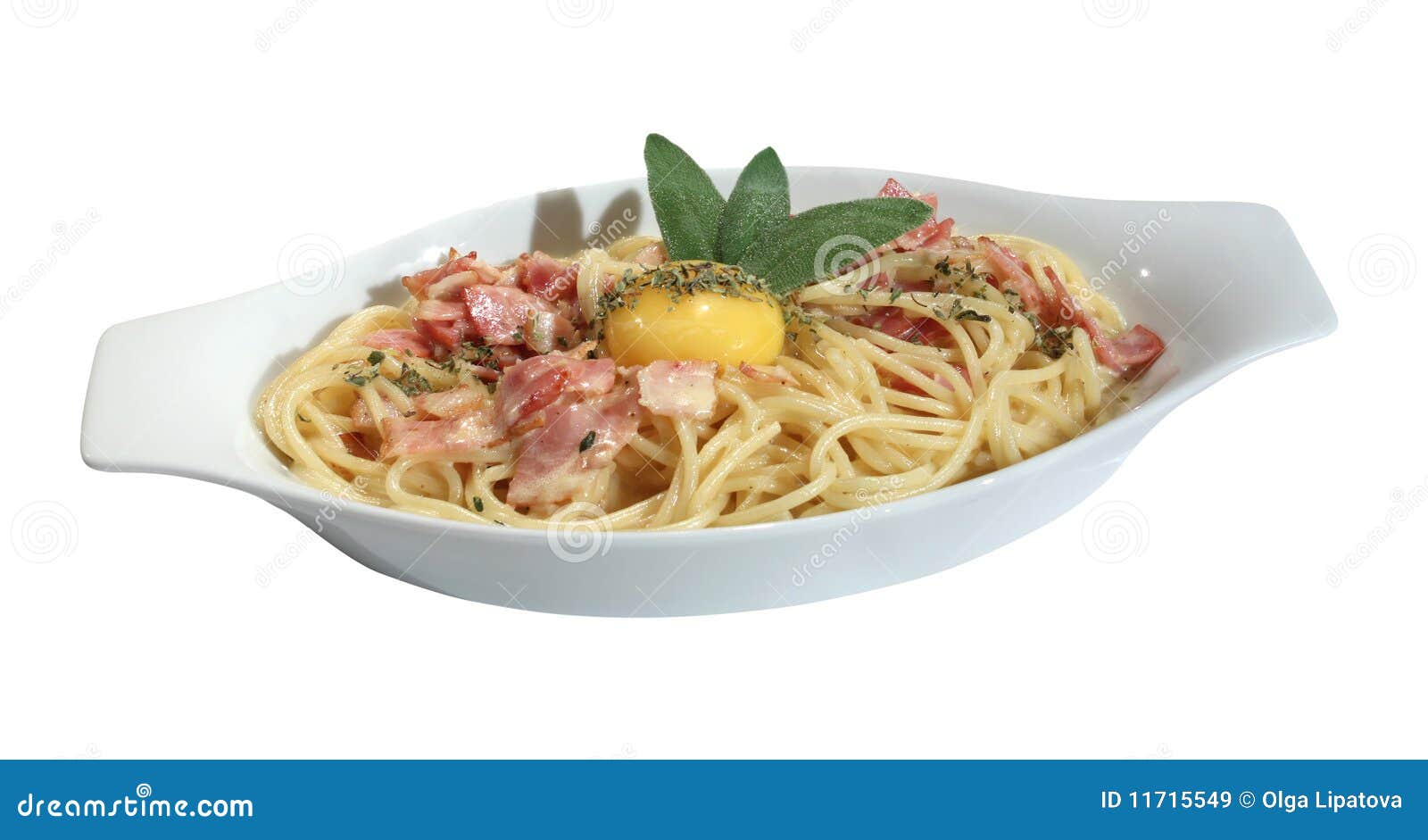 Spaghetti Carbonara with Yolk and Sage Stock Image Image of bacon