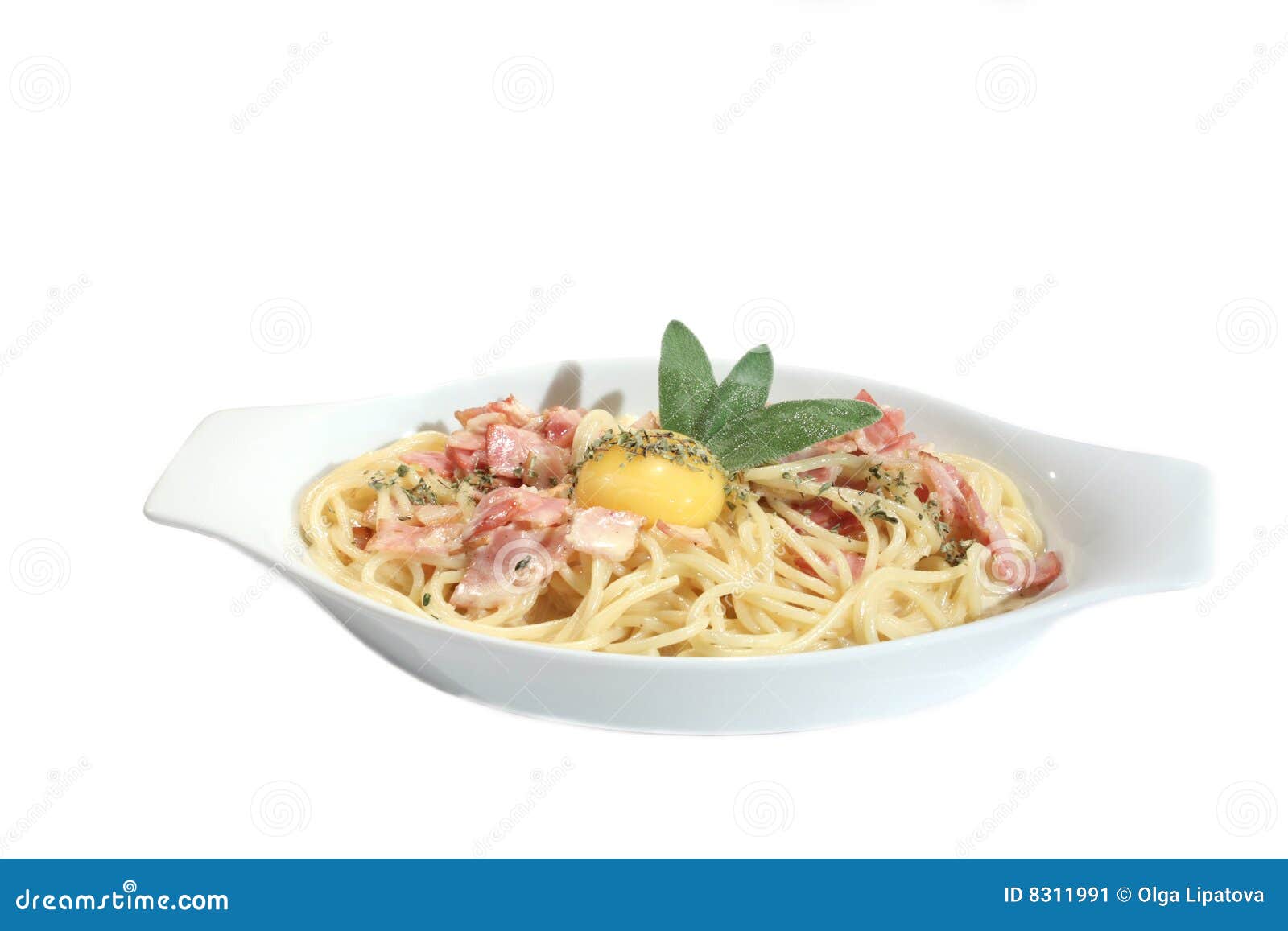 Spaghetti Carbonara with Yolk and Sage Stock Image Image of pepper