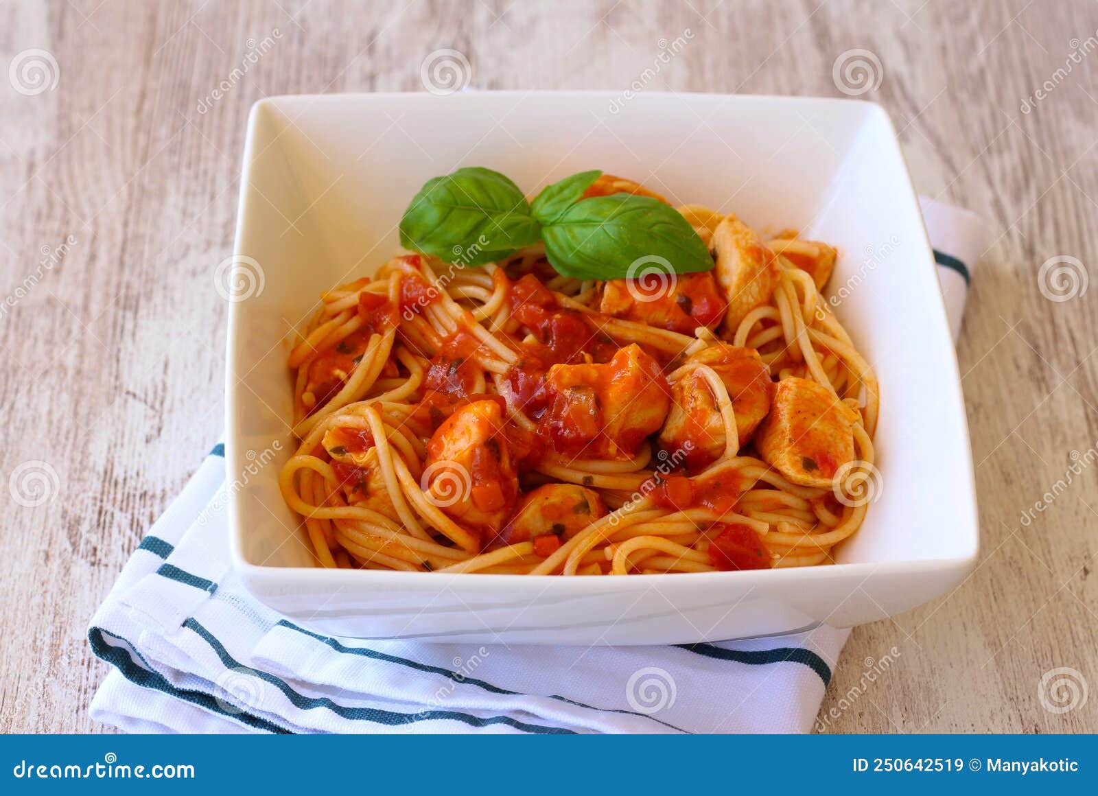 Spaghetti with Chicken Breast Stock Image - Image of spicy, homemade