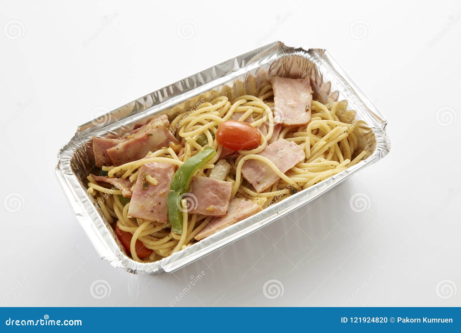 Download Spaghetti In Foil Box Food Stock Photo Image Of Container 121924820 Yellowimages Mockups