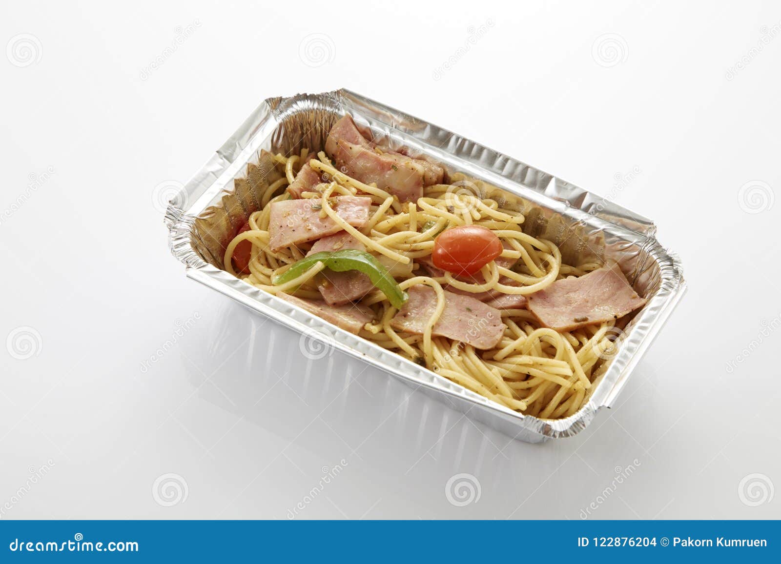 Download Spaghetti In Foil Box Food Stock Photo Image Of Fork 122876204 Yellowimages Mockups