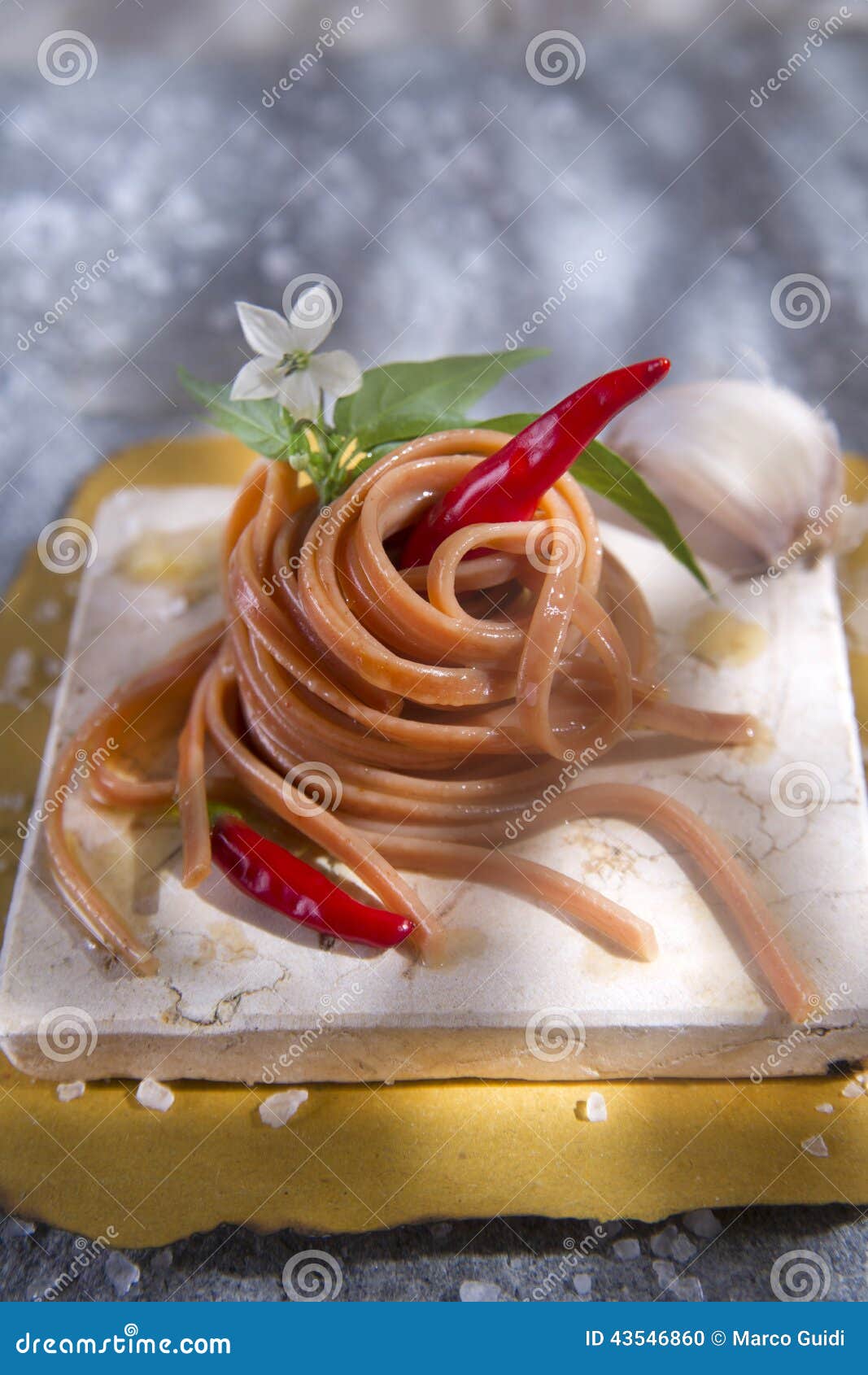 Spaghetti with Garlic, Oil and Chili Stock Photo Image of olive