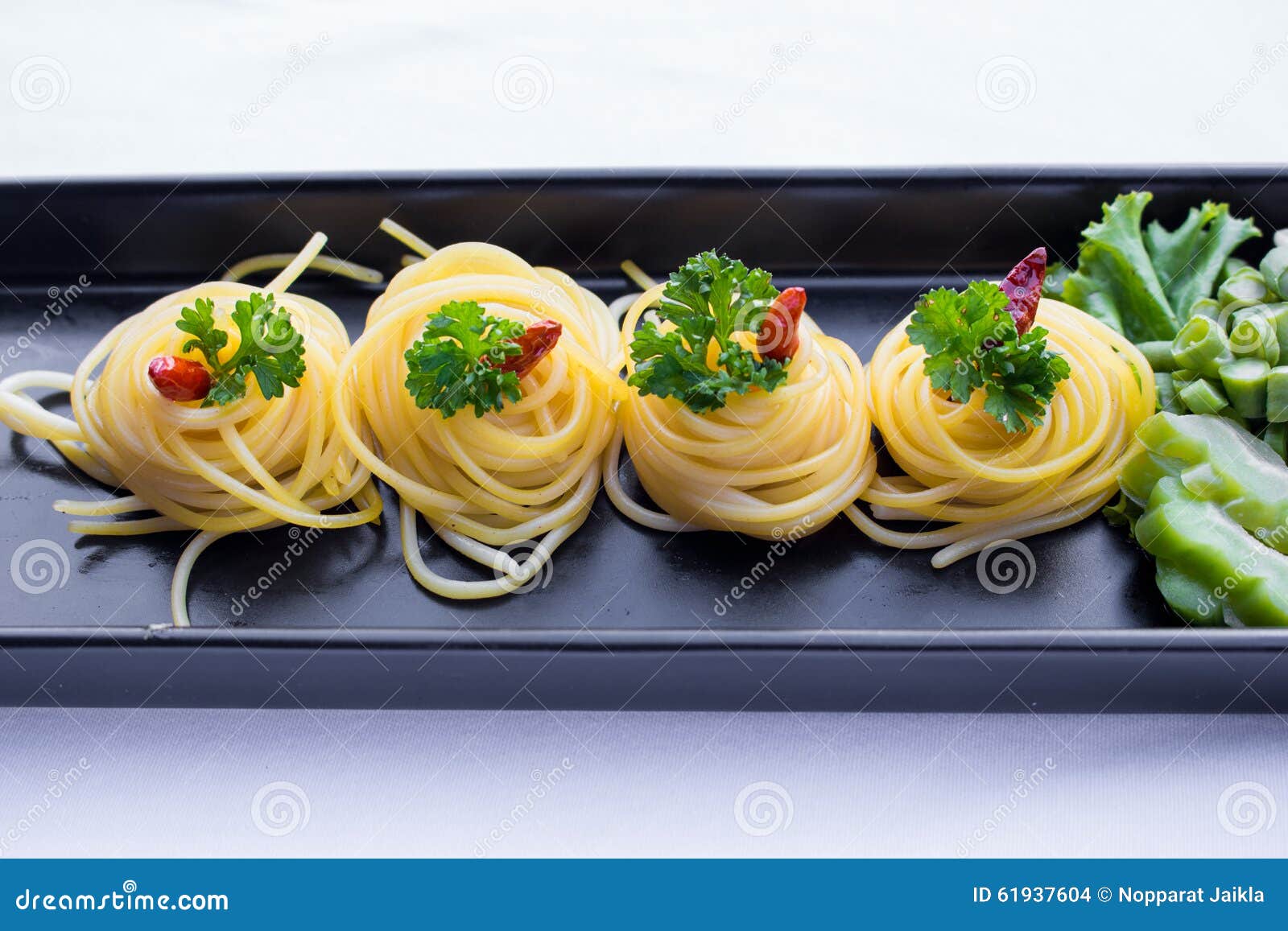 Spaghetti Garlic Oil and Red Chili Pepper Stock Photo Image of